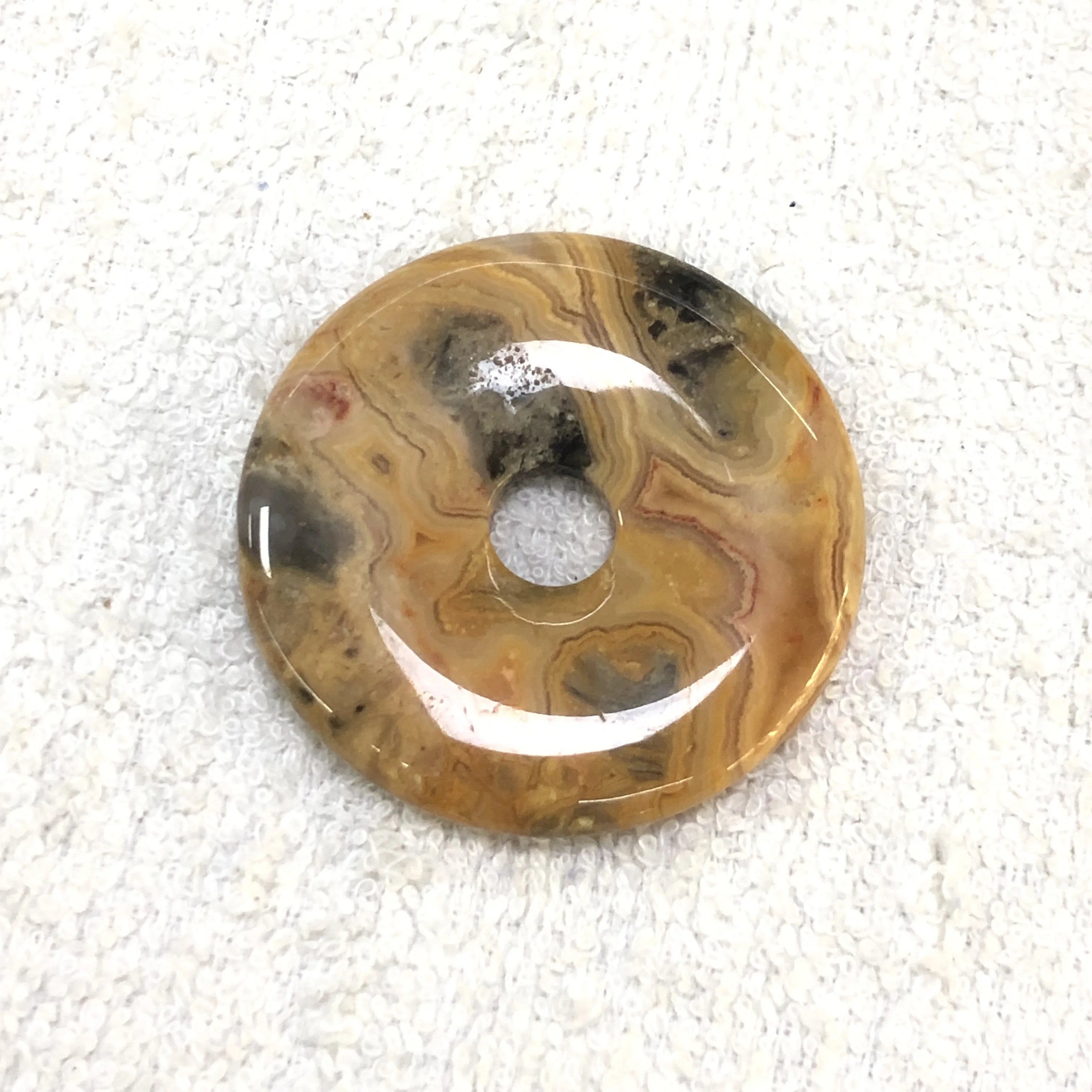 New natural stone peace button 50mm doughnut crystal agate jade nostalgia peace button pendant necklace accessories wholesale