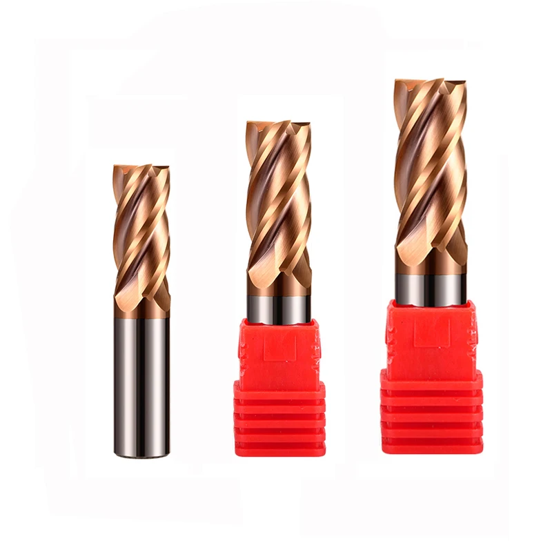 Tungsten Steel 4 Flute Flat Milling Cutter Machine Lathe Cutting High Precision Tools Set Solid Carbide Square End Mills