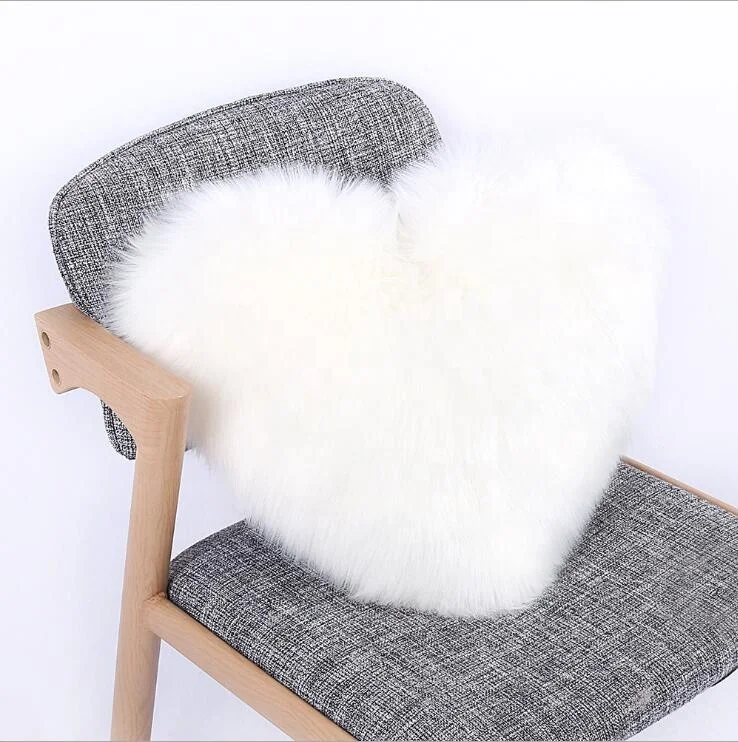 Heart Shaped Faux Wool Fur Decorative Pillows Case Fluffy Soft Plush Throw Pillow Covers Sofa Car Decor Shaggy Cushion Cover