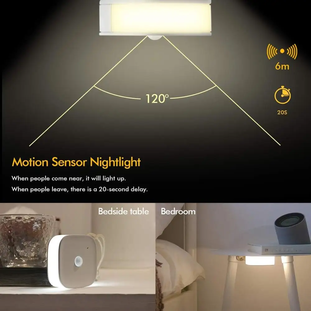  portable wireless USB rechargeable table lamp Smart motion induction custom kids LED Night