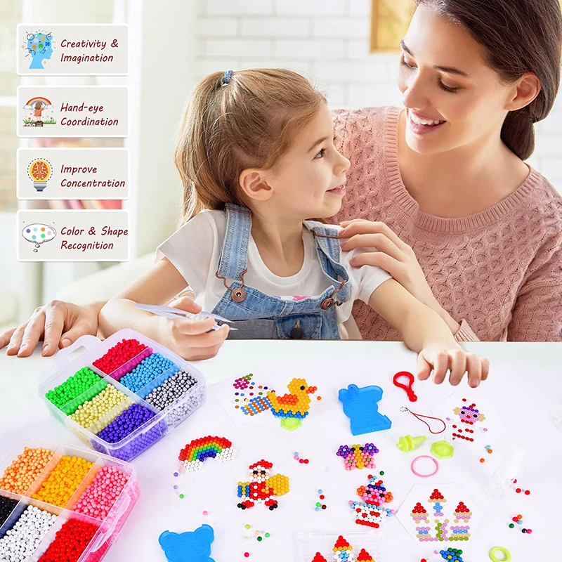 PVA Custom Wholesale 12 Colors Eco Friendly Kid Children Educational Toys Small Three-Layer 5mm Water Fuse Beads Kit