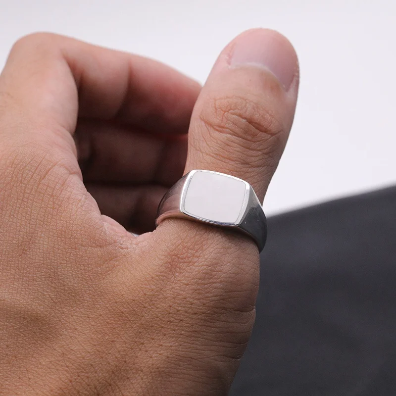 925 Sterling Silver Enamel Blank Signet Ring for Men and Women Custom