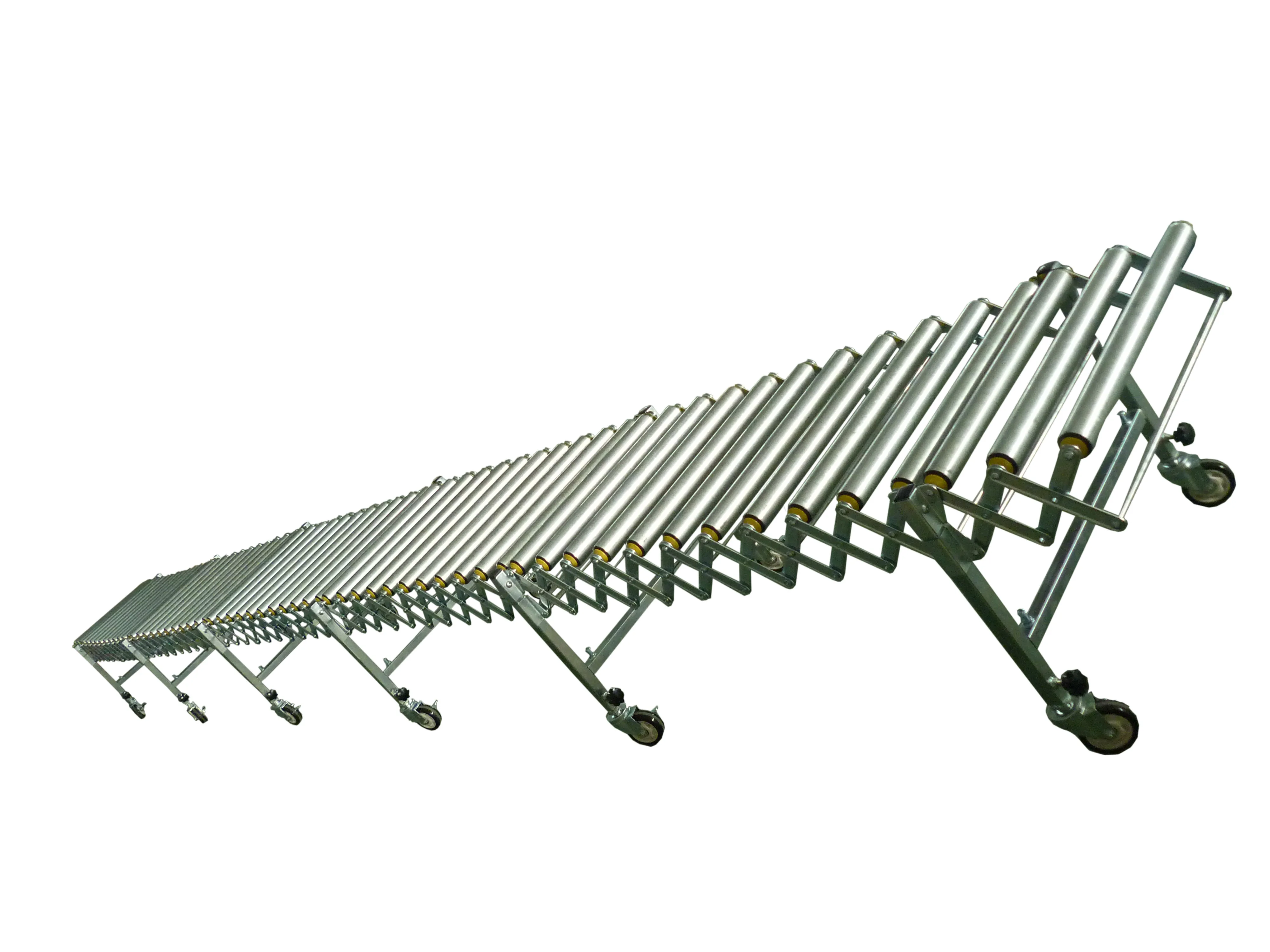 Flexible single PVC roller conveyor for conveying boxes