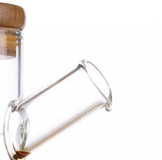 Olive Oil Dispenser Glass Bottle Cruet 18 oz With Bamboo lid Vinegar Bottles for Kitchen Cooking Container
