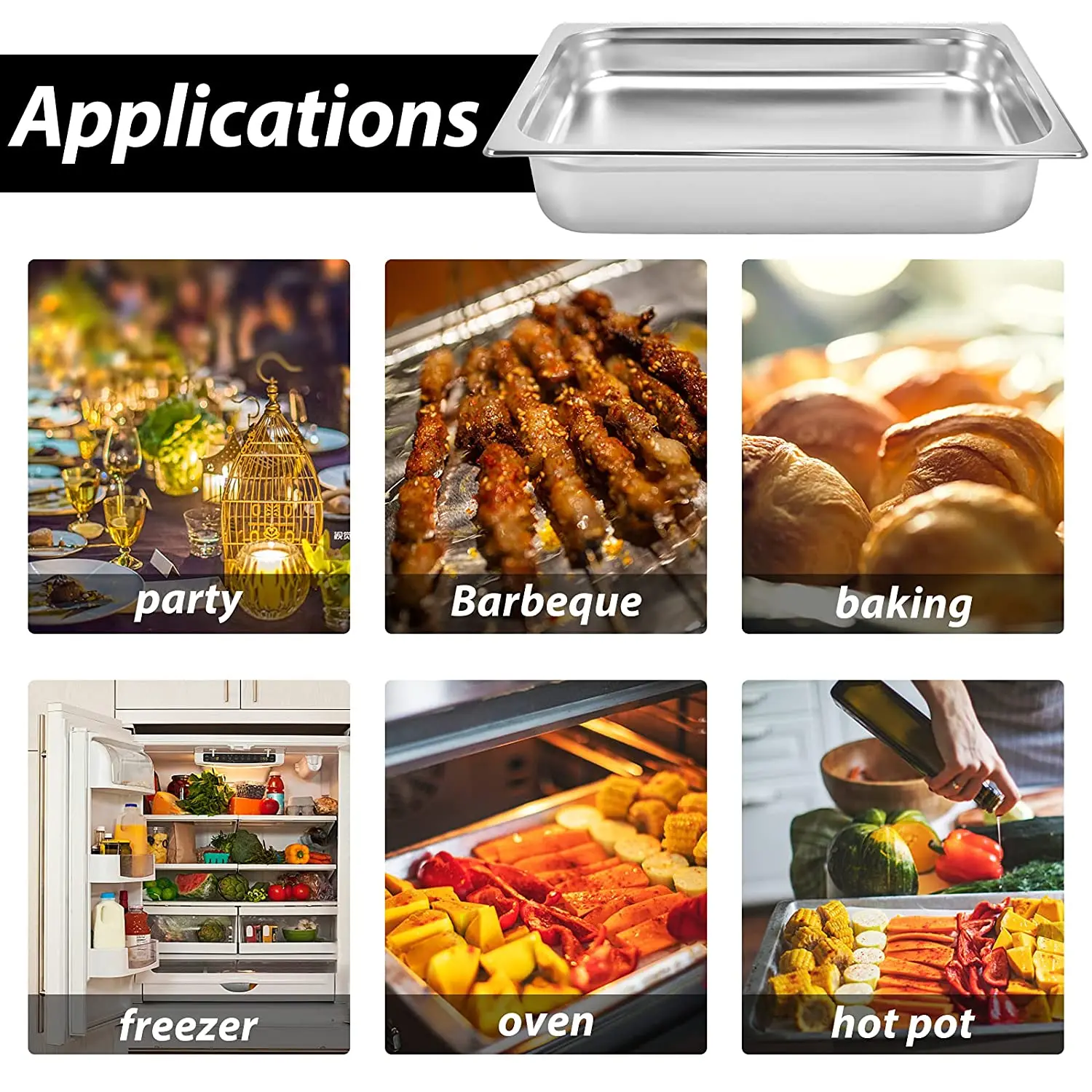 Other Hotel Restaurant Supplies full size Ice Cream Buffet Food Container Anti Jam GN Pan ss deep steam table pan with lid