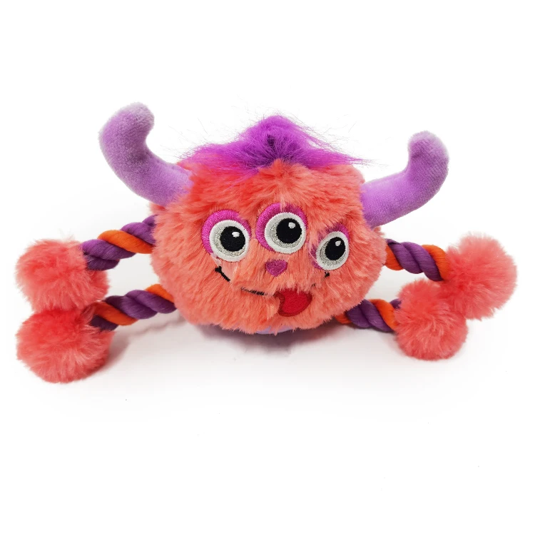 Hot selling Interactive Filled Monster Chewing Dog plush Rope Squeaky Chew Tooth cleaning Toy