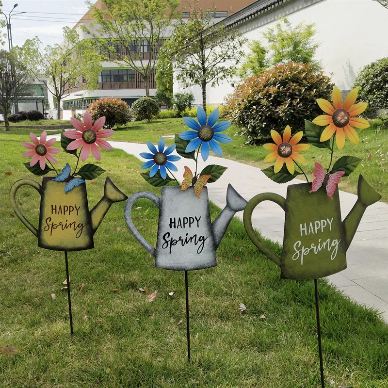 Garden Metal flower Decoration Stake Animal Owl Flower Shape Landscape Decoration