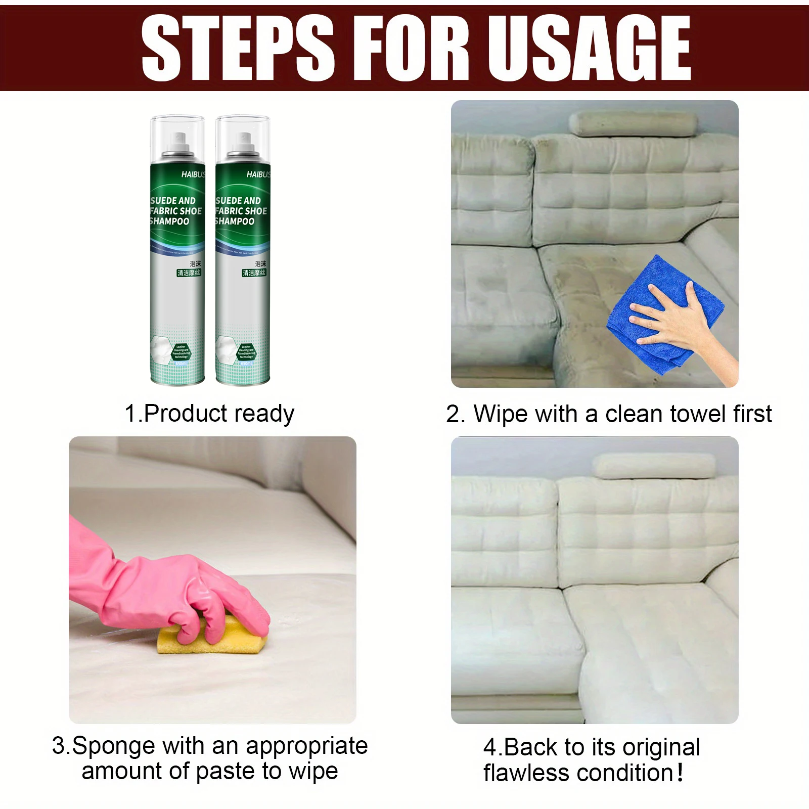 No need for water washing leather sofa cleaner used for leather stain removal