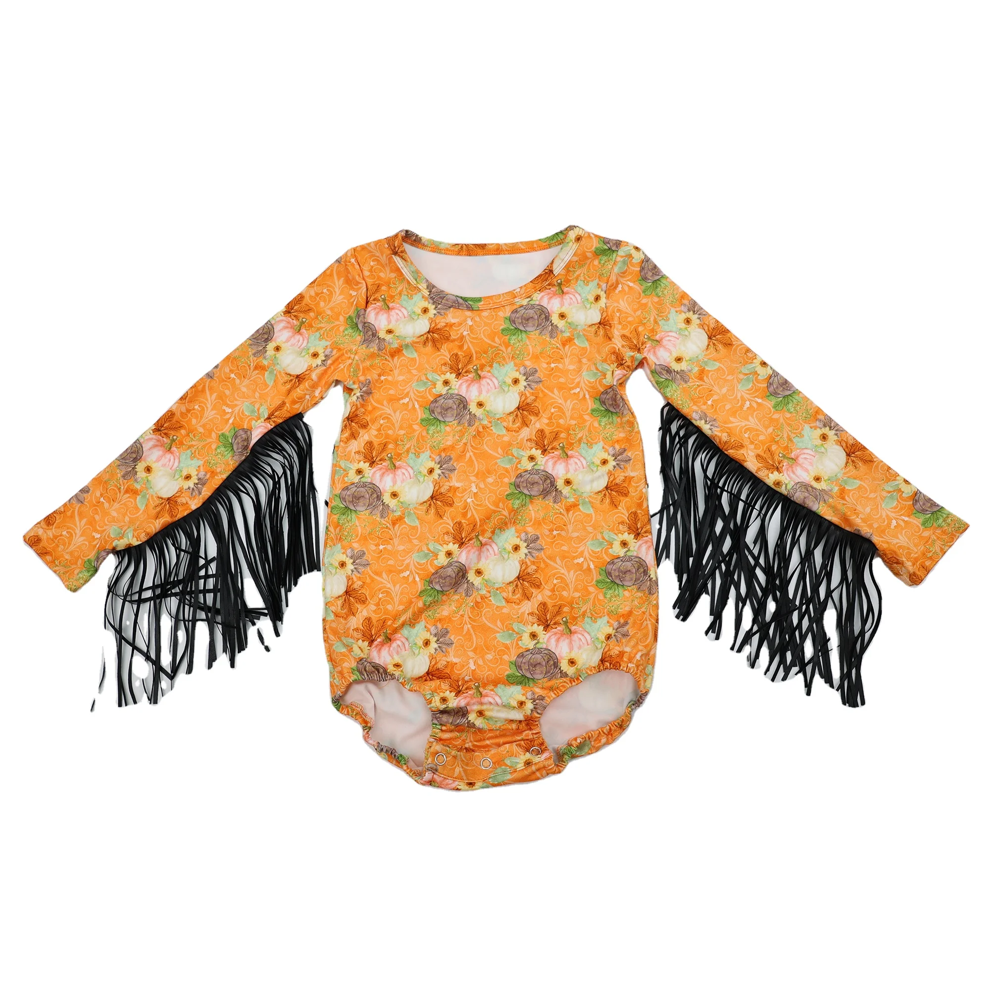 Qingli OEM Custom Baby Clothes Fringe Romper Snap Up New Born Baby Rompers With Tassel