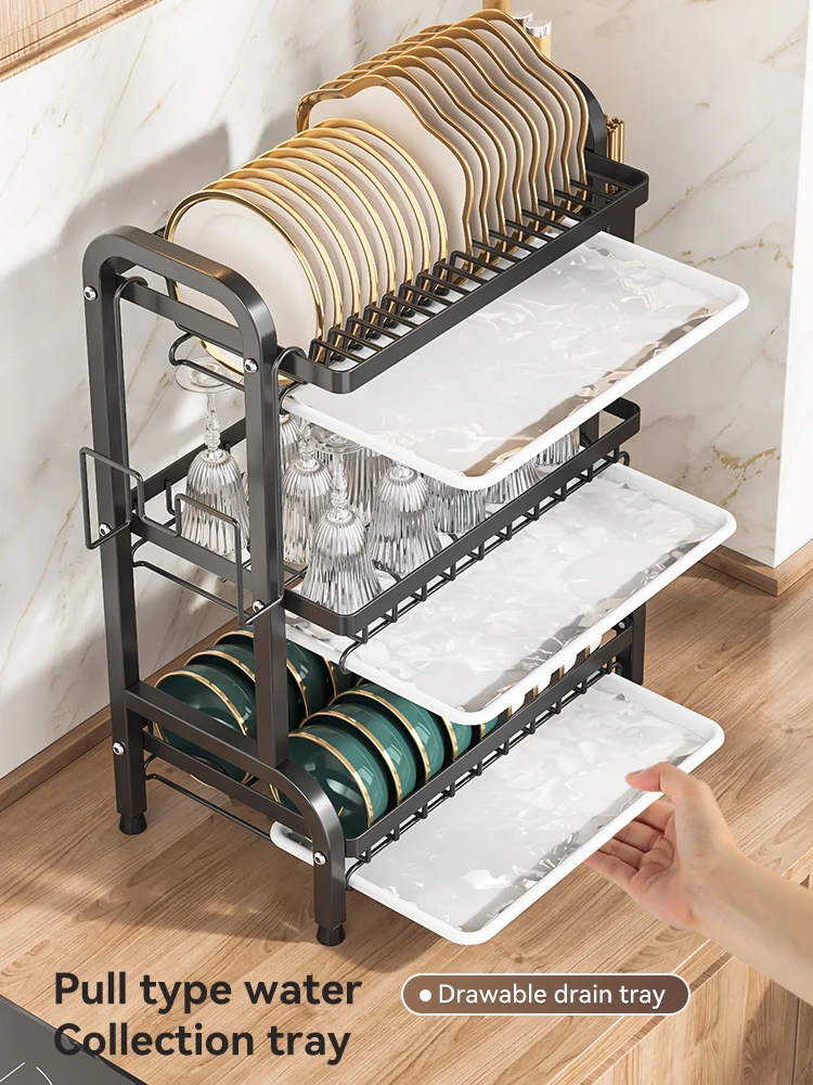 Hot selling Kitchen Dish Racks Stainless Steel 3 Tier Wire Dish Drying Racks Table Storage Dish Rack 3 Tier