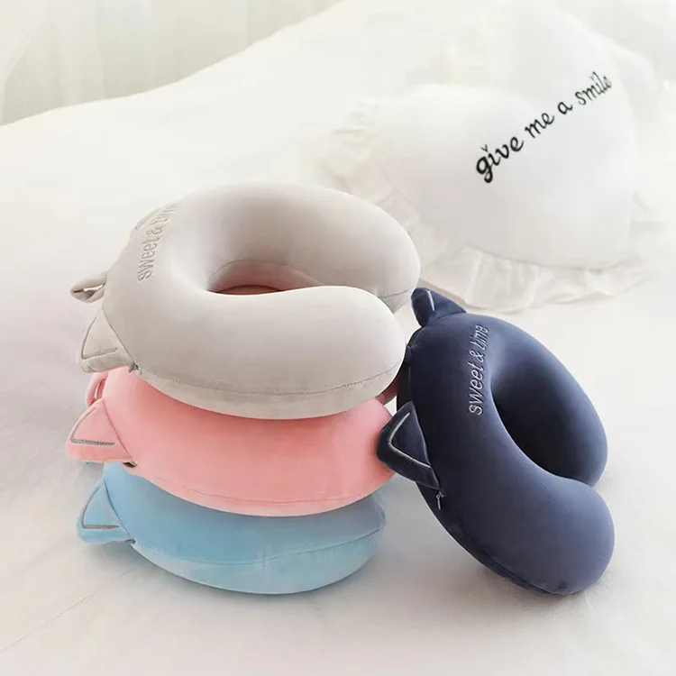 2024 New comfortable neck guard U-shaped pillow custom logo office rest travel plane car neck pillow