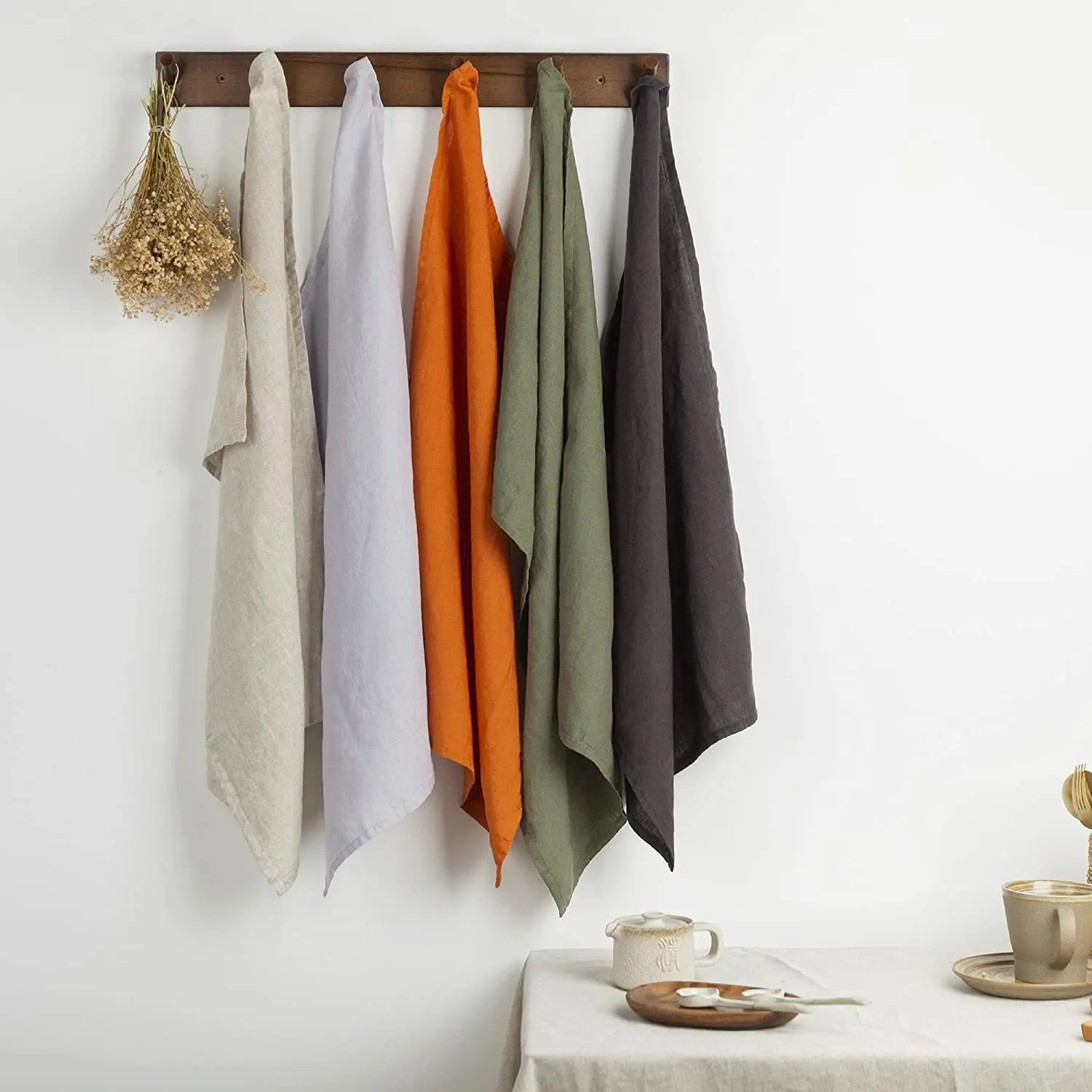 Multi-use Kitchen Towel Prue Color Soft Dish Hanging Loop Colth Napkins Highly Absorbent Tea Towels Custom 100% Cotton Linen