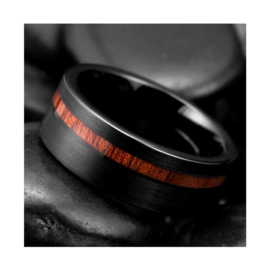 ring black Mens Wood Clever Design jewelry 8/10mm wholesale costume ring