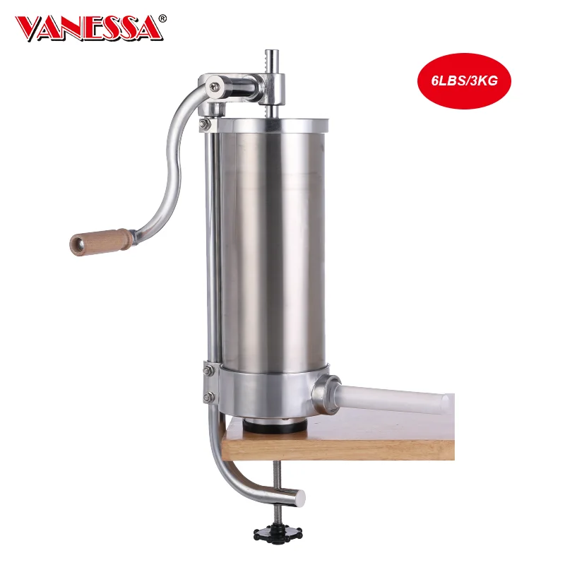 3L Vertical Nonautomatic Stainless Steel Sausage Stuffer Machine With 4 Plastic Tubes