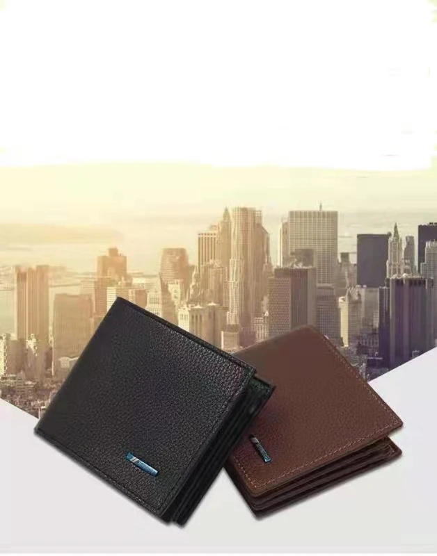 Wholesale designer custom classic casual men quilted wallet 2021 pu leather brown trifold wallet