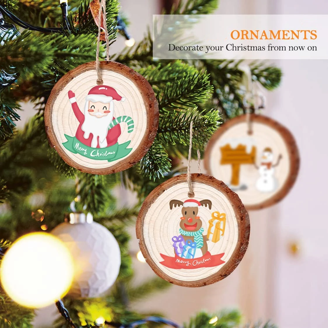 Custom Natural Wood Slices Christmas Ornaments DIY Crafts Wood Kit Unfinished Predrilled with Hole Wooden Tree Slices