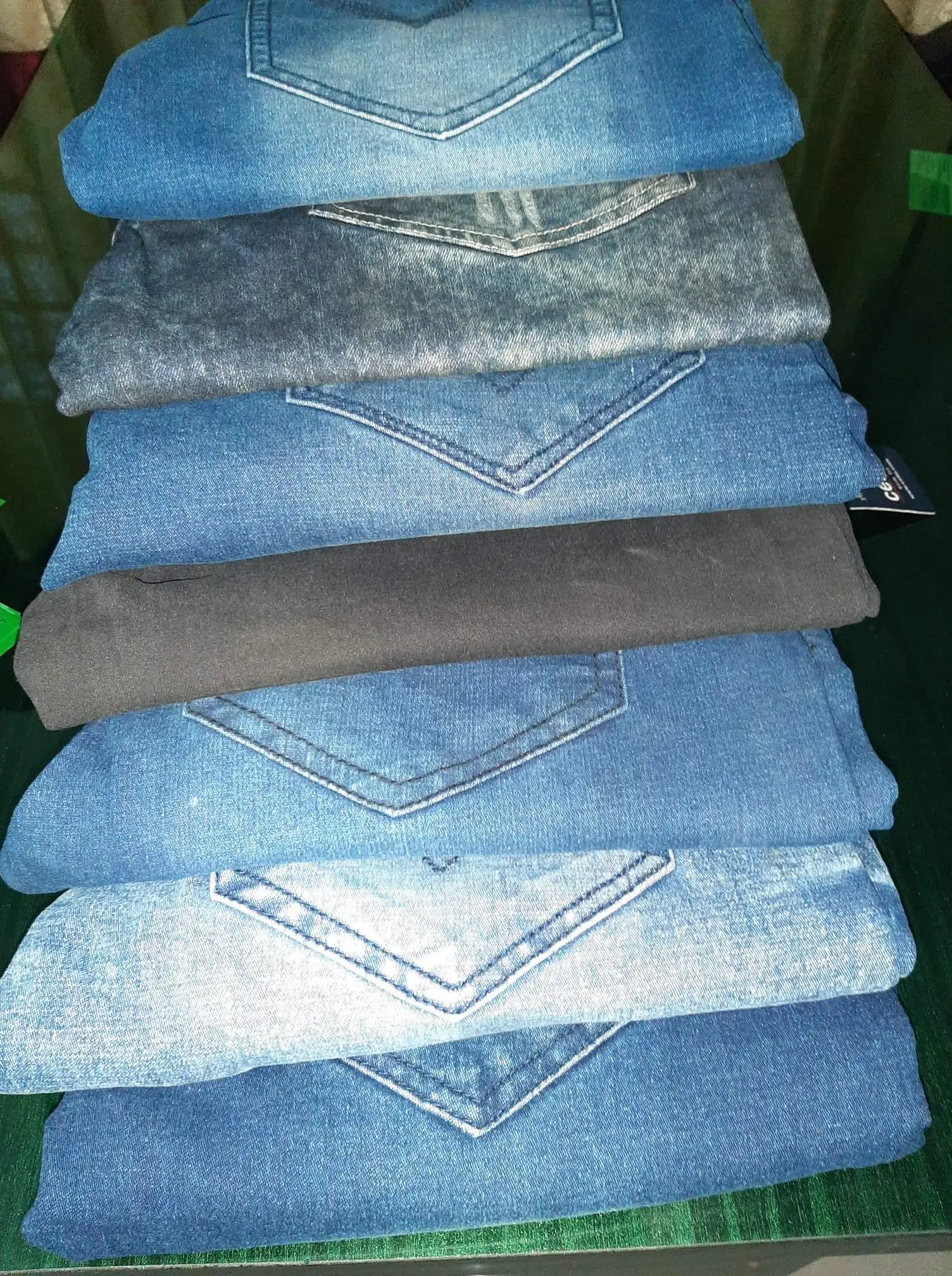 Bangladesh Stock lot Original Branded Labels Ladies Women Denim Cotton Skinny Straight Fastening Button Casual Sexy Jeans Pant