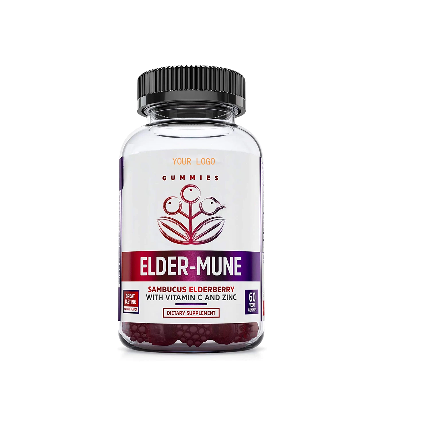 
Elderberry Gummies Antioxidant Flavonoids Immune Support Zinc Vitamin C Supplement 30 Servings 