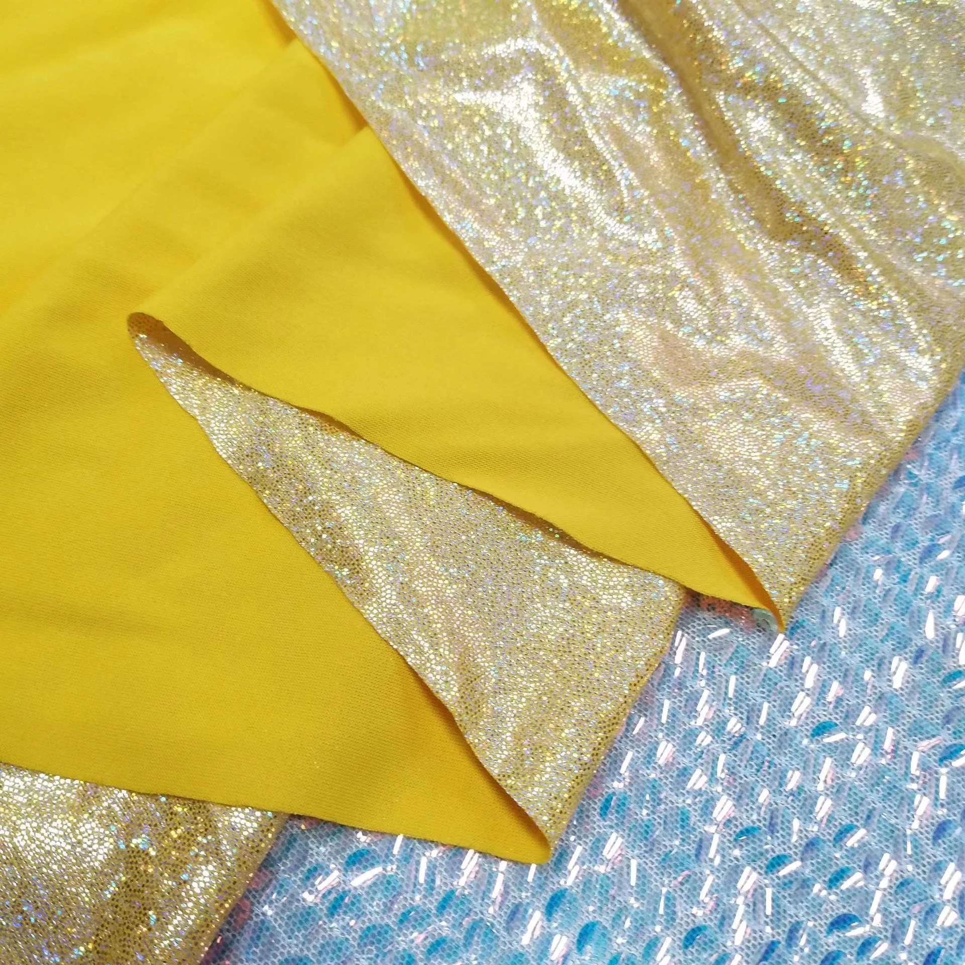 HOT sale solid colors metallic laser polyester spandex dot hologram holographic  fabric