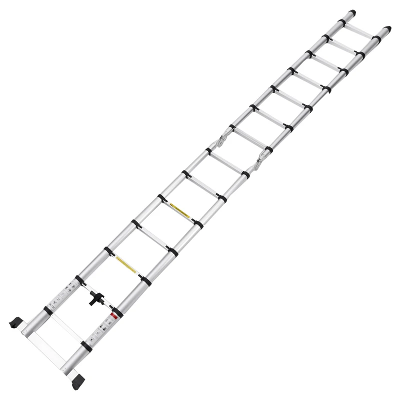Telescoping aluminum extension ladder durable anti-skip one side folding step stair