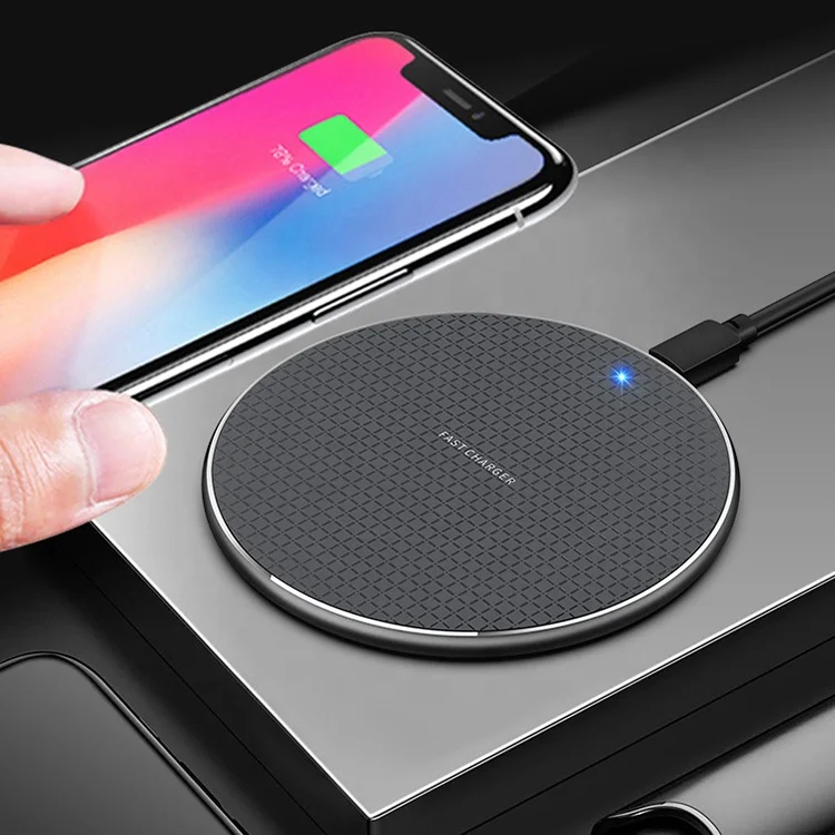 drop shipping 10 Watt Ultrathin Fast Charge Wireless Charger Pad for Mobile Phone promotional gift round cargador rapido