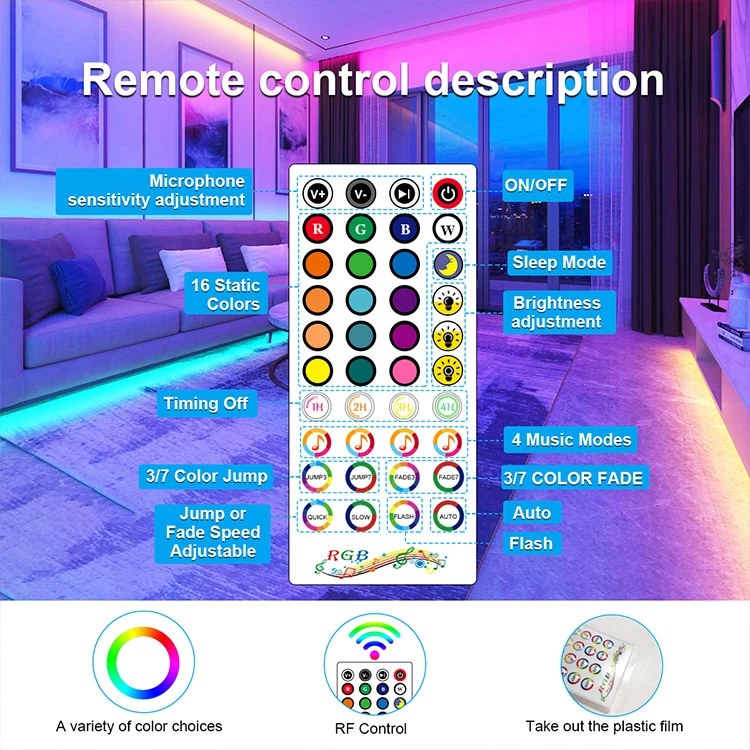 APP bluetooth Led Strip Lights 20m Rgb 5050 Smd Flexible Ribbon Waterproof Rgb Led Light 5m 10m 40 Key Wireless Controller