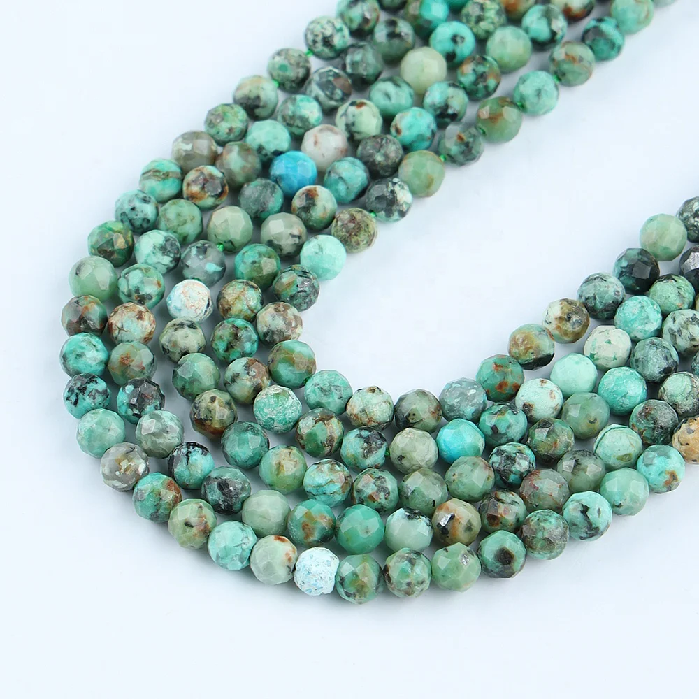 JSES Natural Stone 4.5mm Chrysocolla Turquoise Faceted Loose Beads for Jewelry Making Wholesale Crystal Beads DIY Accessories