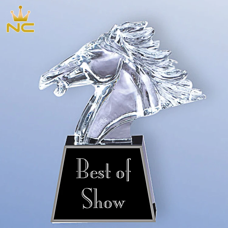 High Quality Mustang Crystal Horse Award For Horse Head Statue Business Trophy Souvenirs