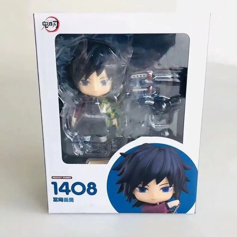 Kimetsu No Yaiba Tomioka Giyuu экшн-фигурка 1408 Q версия Figma изменение лица модель куклы в коробке орнаменты демон убийца