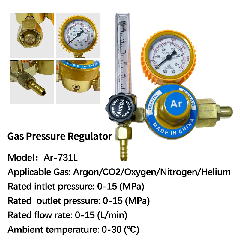 Mig Tig Welder Accessories Argon CO2 O2 Gas Pressure Regulator Pressure Reducer Regulator Valve Gas Pressure Regulating Valve