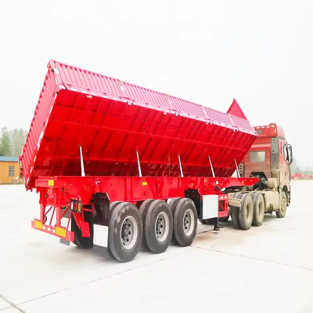 China Semi Side Dump 3axle 60 T Side Drop Tipper Semi Trailer For Sale