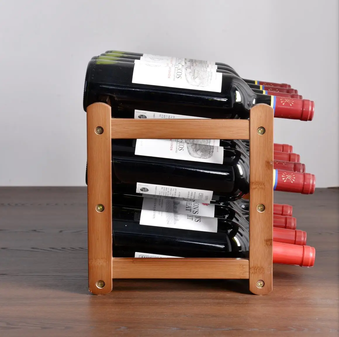 Standing Wooden Bamboo Wine Rack Organizer 8 Bottles Home Bar Party Display Holder Shelf Decoration Rack