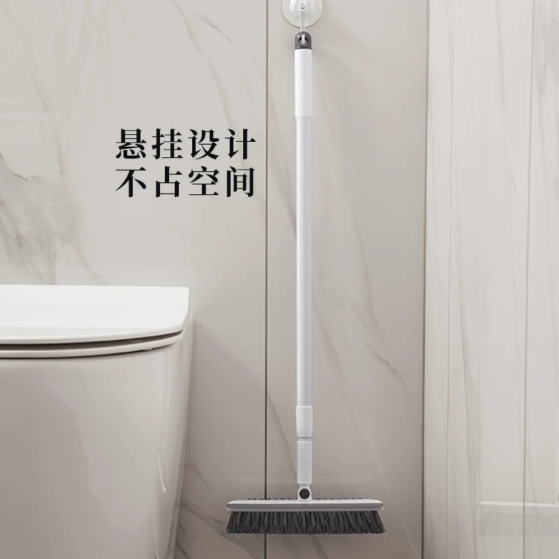 Floor Scrub Brush with Long Handle 3 in 1 Scrape and Heavy-Duty Stiff Bristle Scrubber Brush for Cleaning Shower Bathroom Patio