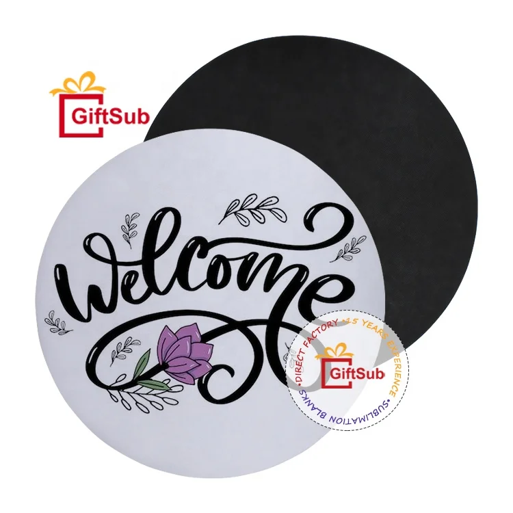 Wholesale Custom Polyester Printed Logo Round Foot Mat Carpets Funny Front Doormat Anti Slip Rubber Indoor Floor Door Rugs Mat