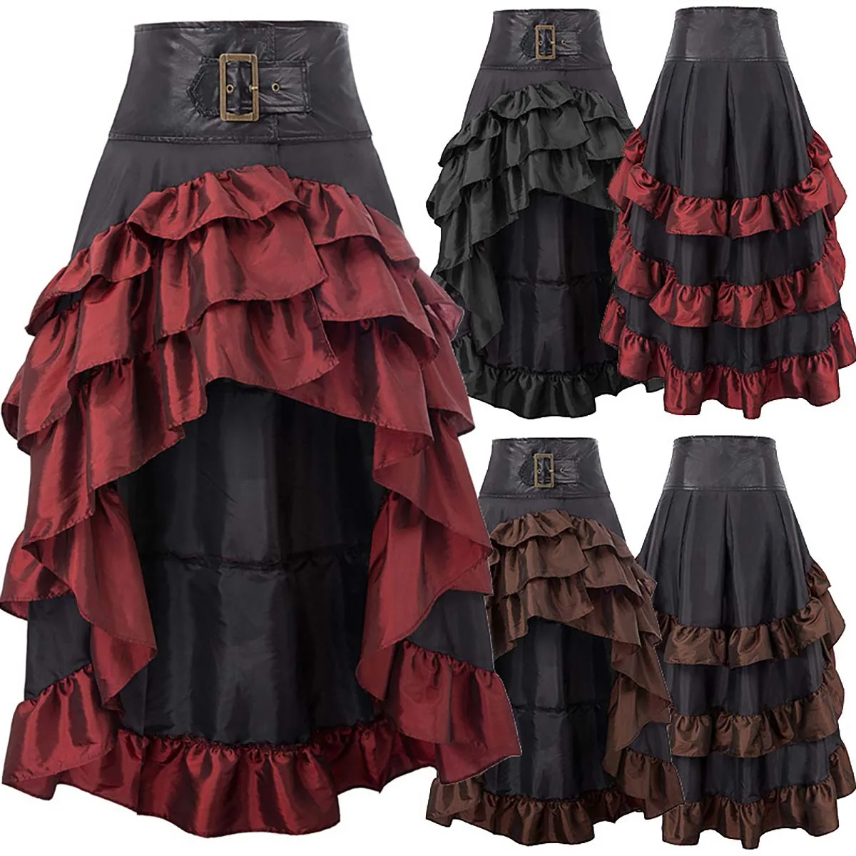 Gothic Clothing Vintage Long Ruffle Medieval Renaissance Skirts Cosplay Outfits PUNK-005