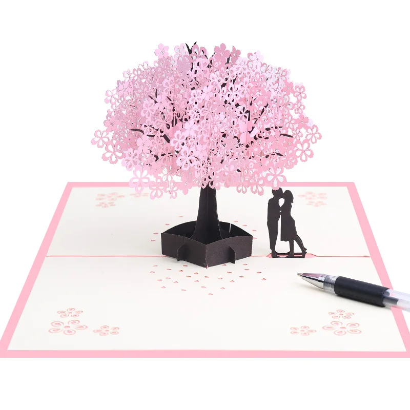 Cherry Blossom Pop Up Card Tree Pop-up Thank You Card Pink Tree Invitation Beautiful Greeting Card Postcard Hot Sale Product