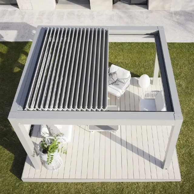 Luxury Modern Outdoor Pergola  Waterproof Louver Roof Metal Garden Pergola aluminium outdoor retractable terrace pergola