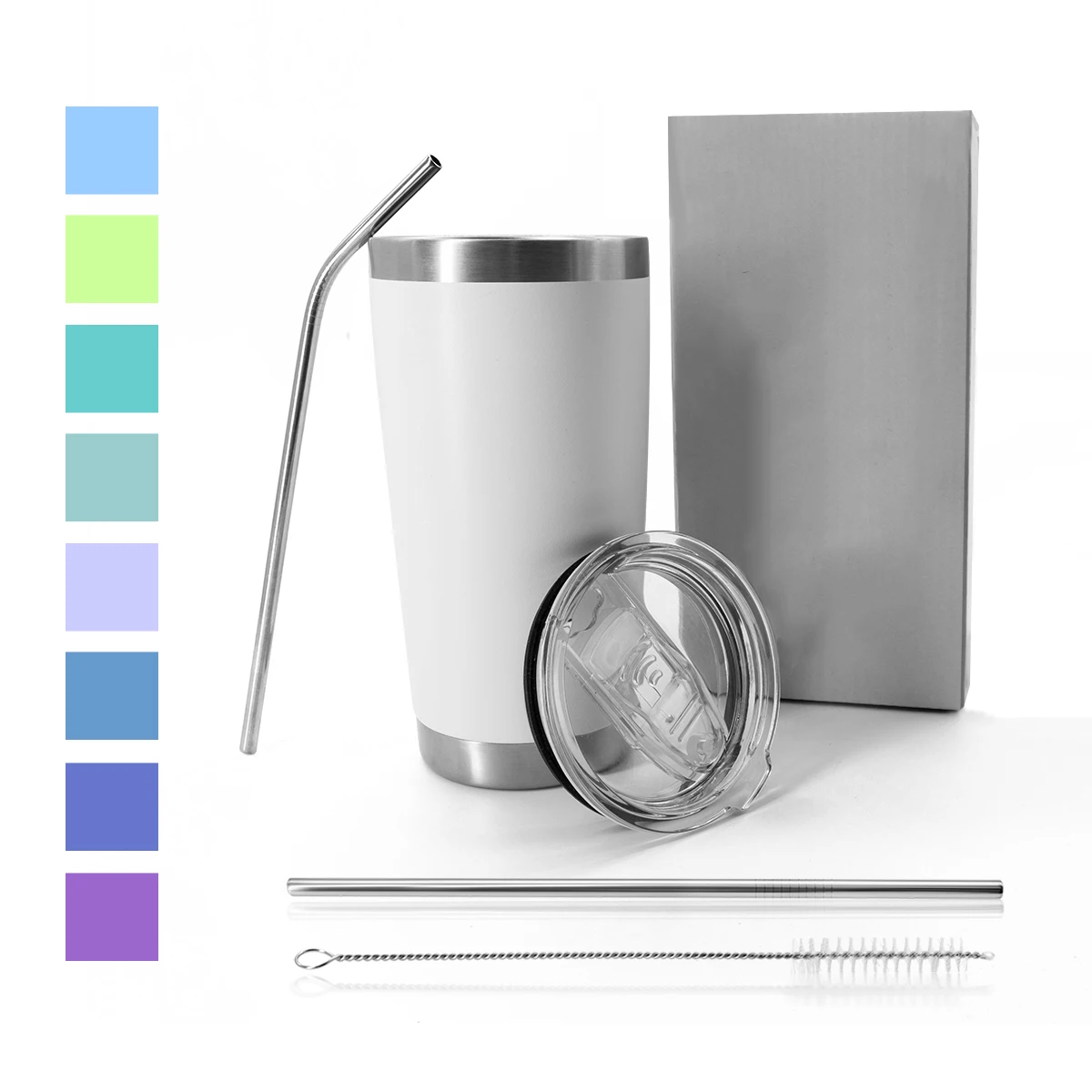 20oz Tumbler with Lid, Stainless Steel Vacuum Insulated Double Wall Travel Tumbler, Powder Coated Thermal Cup with Sliding Lid