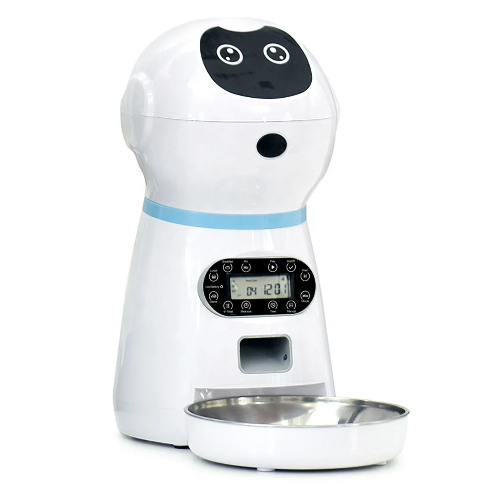 RSH Hot Selling Automatic Pet Feeder Robot Design Voice Record Dog Cat Pet Bowls Smart Pet Feeder LCD Display Time Setting Bowl