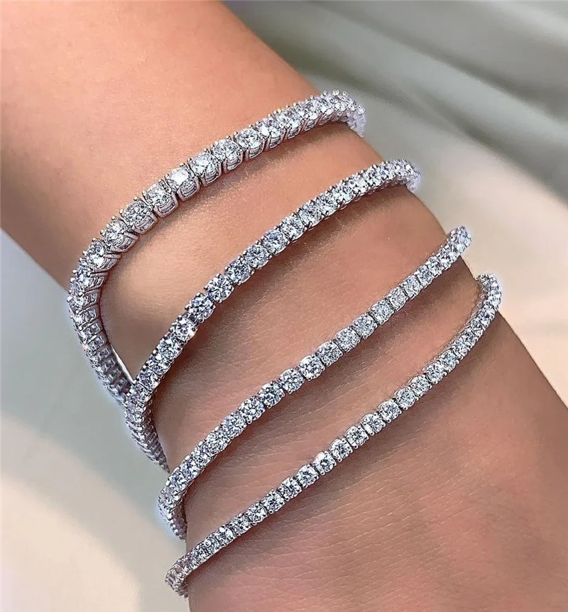 ZF Iced Out браслет из моиссанита серебро 925 пробы Теннисный женские и мужские ювелирные изделия с бриллиантами стерлингового