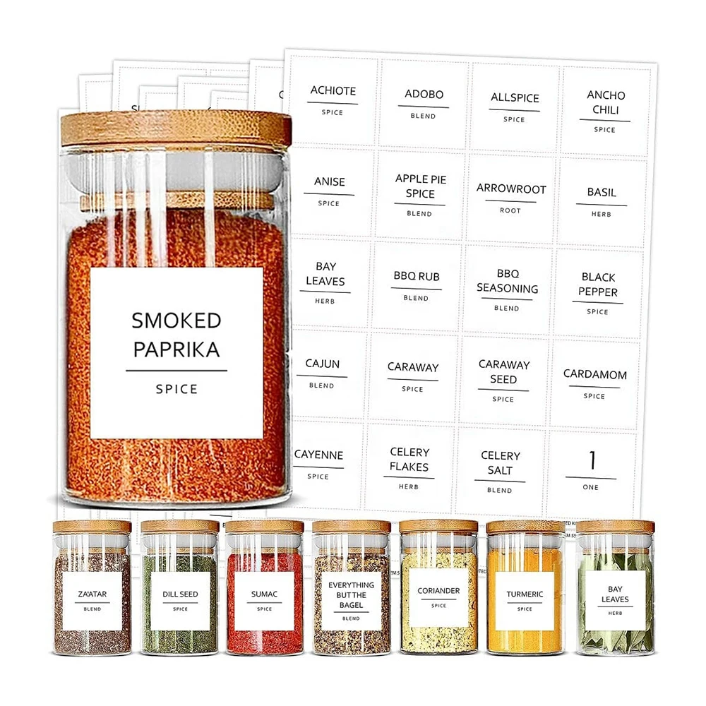 Custom preprinted kitchen pantry labels for food containers ,kitchen pantry label set sticker spice rack organizer with label