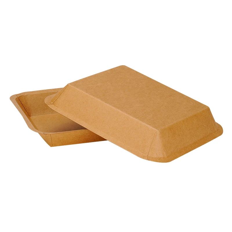 Supermarket Overwrap Brown Kraft Paper Disposable Food Tray Rectangle Plate