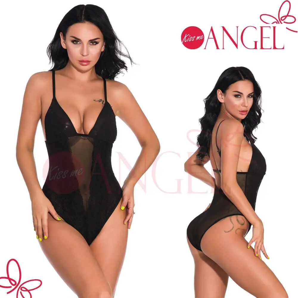 KISS ME ANGEL hollow out teddy g string custom women sexy transparent bodysuit