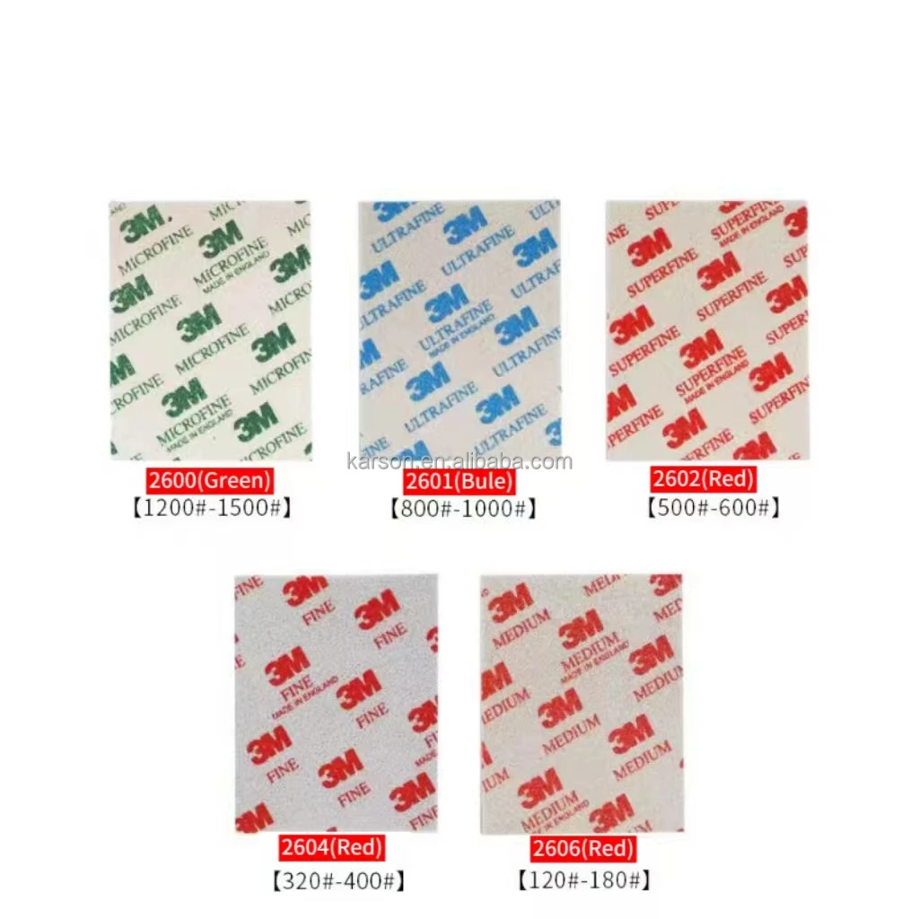 3M 02600 02601 02602 02604 02606 Mircrofine Grit Alumina Frosted Glass Abrasive Pad Softback Sanding Sponge