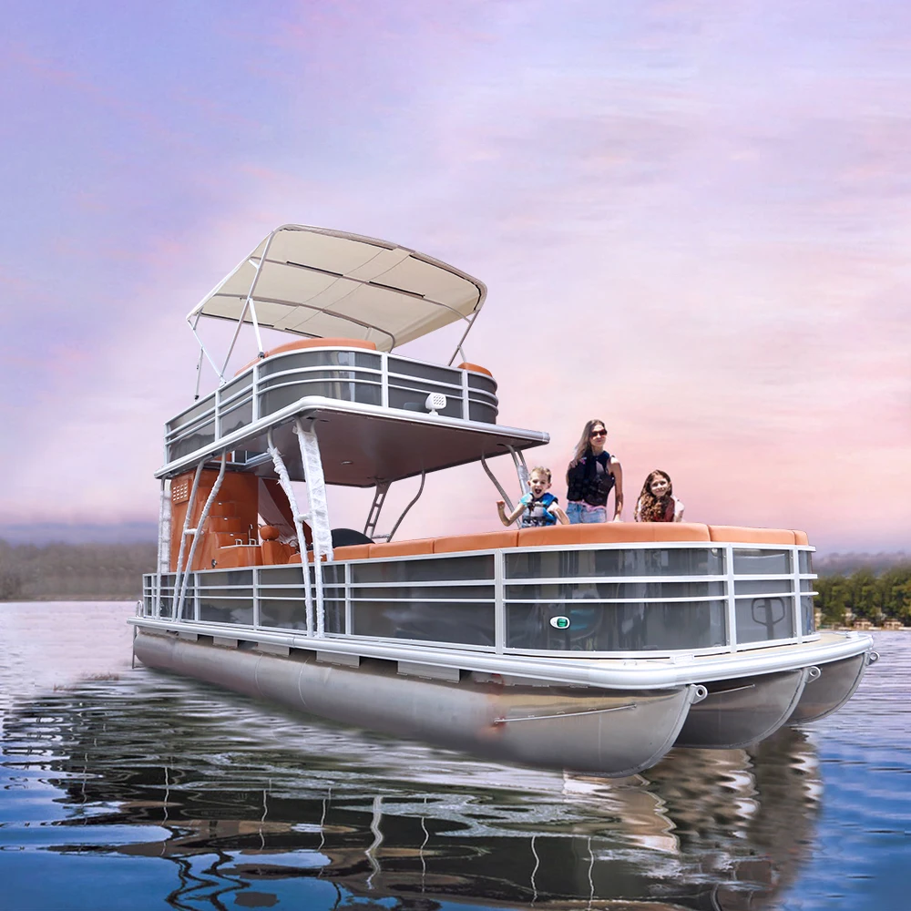 Kinocean Best selling party barge floating fishing pontoon boat for sale