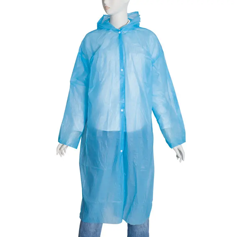 Long EVA Material Plastic Raincoat Waterproof Translucent Rain Coat Adults Outdoor With Plastic