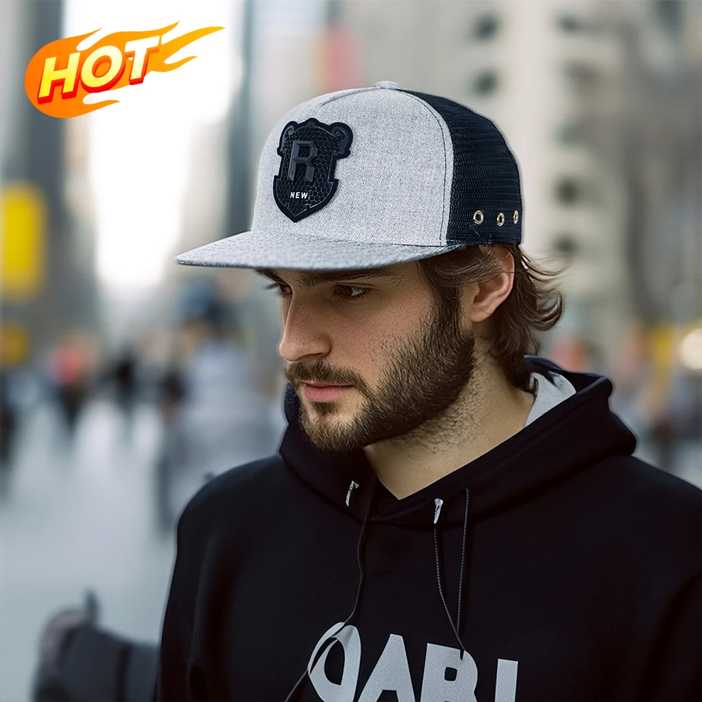 Elite Unique Flat Bill Custom Made Cotton Snapback Trucker Cap Mesh Hat For Men