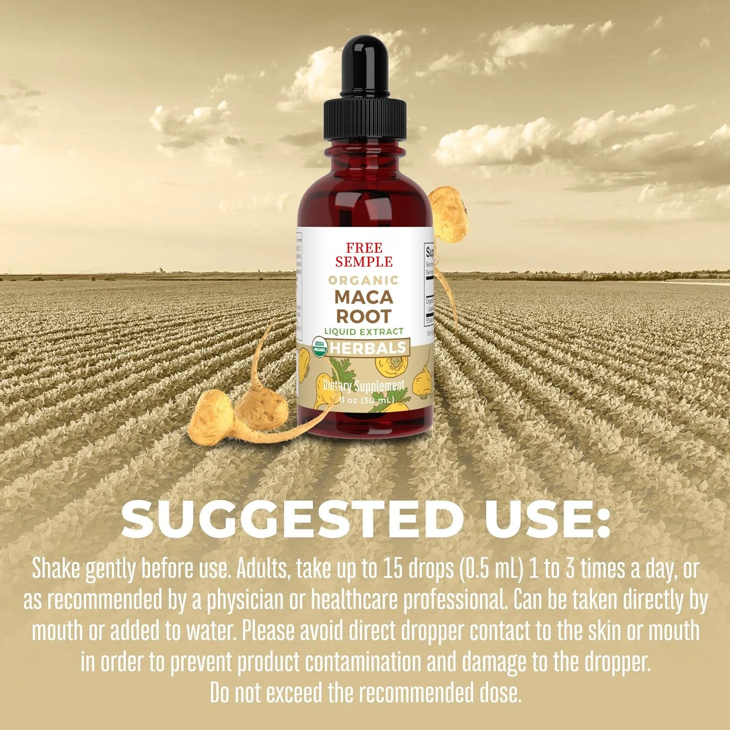 Free Sample Private Label Maca Root Liquid Drops Natural Oral Supplement Women Men Supports Hormone Balance Mood Energy Fitness