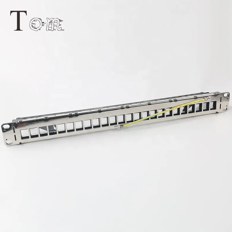  TOM-P-09 19 '1U STP пустой патч-панель 24 порта со шторкой для RJ45 keystone jack Телеком общение с адвокатского сословия задней части ''1U пустая затвором Телекоммуникация