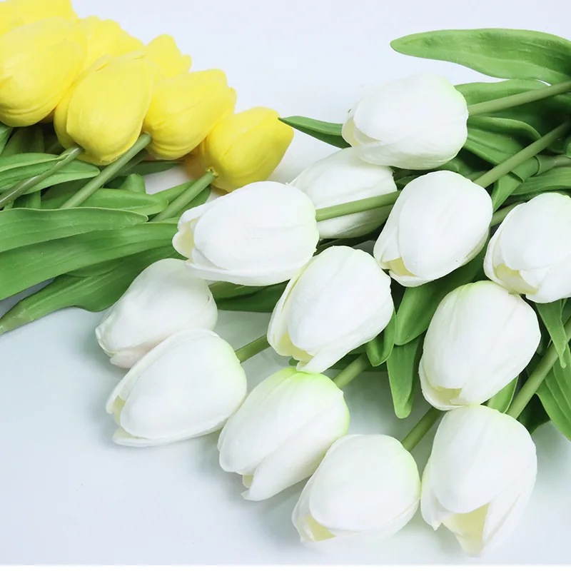 Factory feeling french style flower hand tulip high-grade feel tulip flower wedding prop furniture decoration PU mini tulip